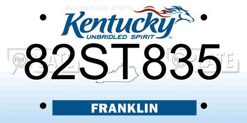 82ST835 Kentucky License Plate