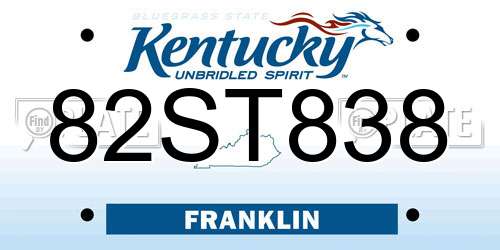 82ST838 Kentucky License Plate