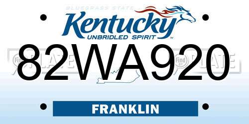 82WA920 Kentucky License Plate