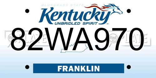 82WA970 Kentucky License Plate