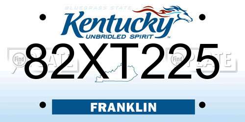 82XT225 Kentucky License Plate