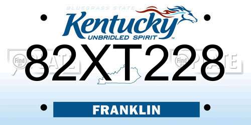 82XT228 Kentucky License Plate