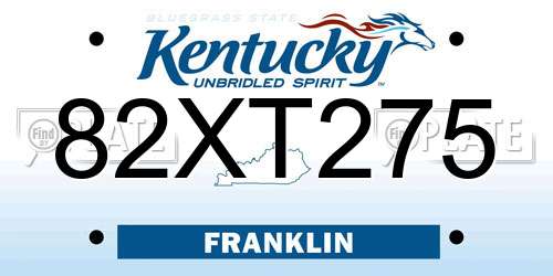 82XT275 Kentucky License Plate