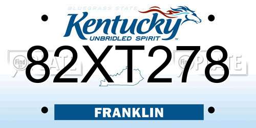 82XT278 Kentucky License Plate