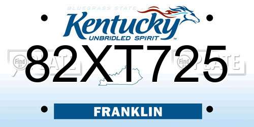 82XT725 Kentucky License Plate