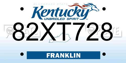 82XT728 Kentucky License Plate