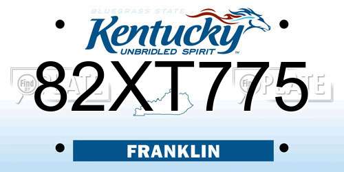 82XT775 Kentucky License Plate