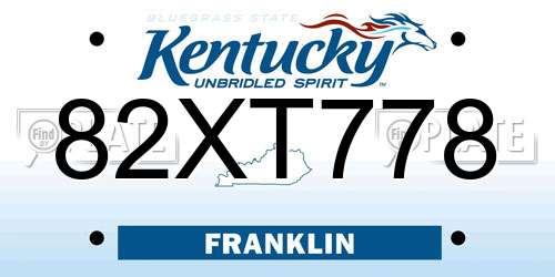 82XT778 Kentucky License Plate