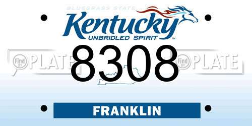 8308 Kentucky License Plate