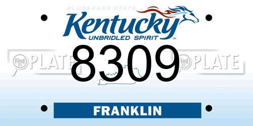 8309 Kentucky License Plate