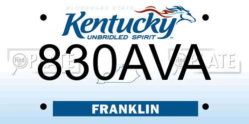 830AVA Kentucky License Plate