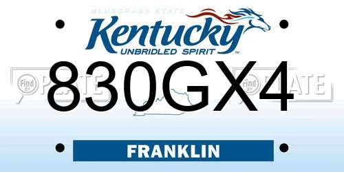830GX4 Kentucky License Plate