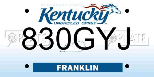 830GYJ Kentucky License Plate