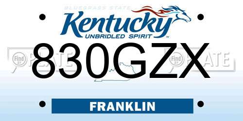 830GZX Kentucky License Plate