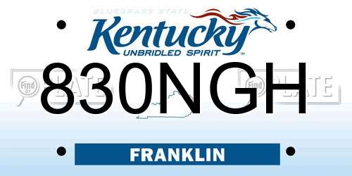 830NGH Kentucky License Plate