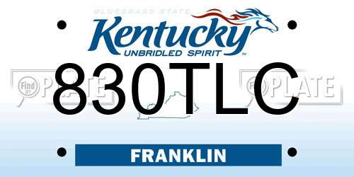 830TLC Kentucky License Plate