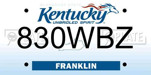 830WBZ Kentucky License Plate