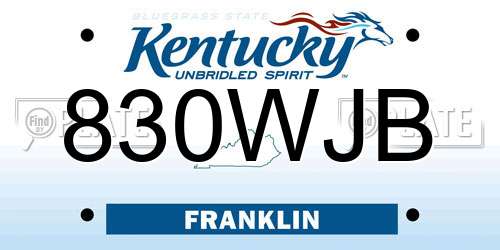 830WJB Kentucky License Plate