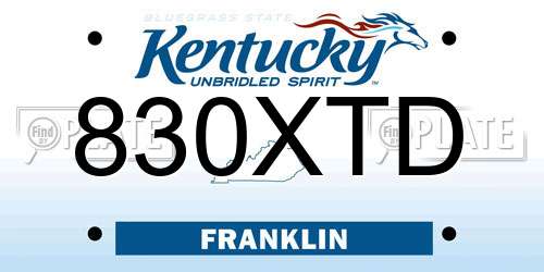 830XTD Kentucky License Plate
