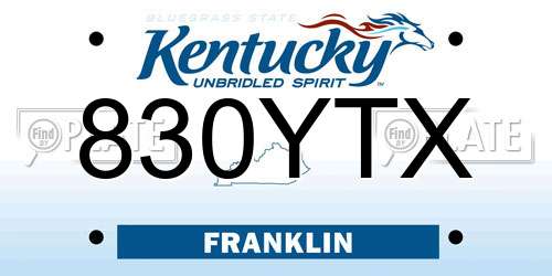 830YTX Kentucky License Plate