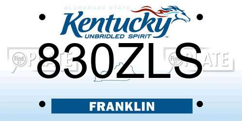 830ZLS Kentucky License Plate