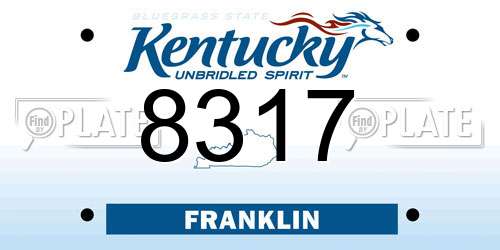8317 Kentucky License Plate