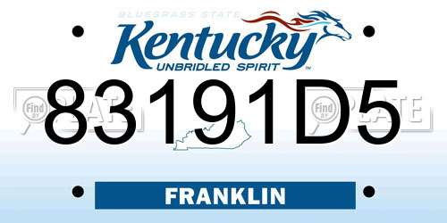 83191D5 Kentucky License Plate