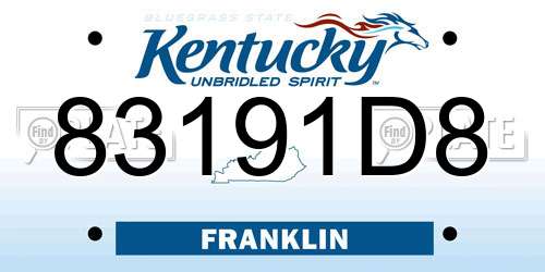 83191D8 Kentucky License Plate
