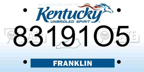 83191O5 Kentucky License Plate