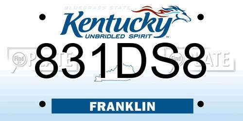 831DS8 Kentucky License Plate