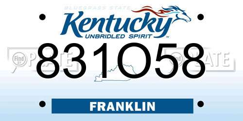 831O58 Kentucky License Plate