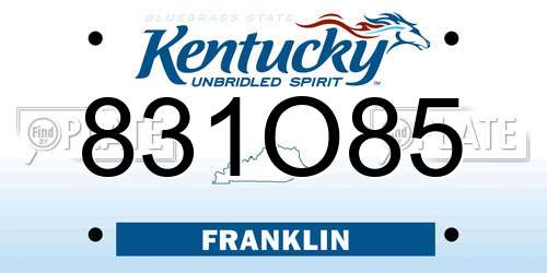 831O85 Kentucky License Plate