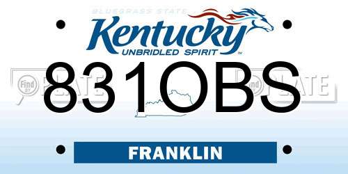 831OBS Kentucky License Plate