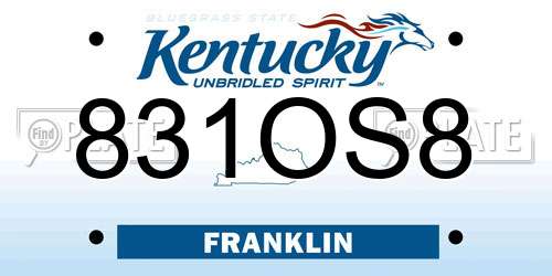 831OS8 Kentucky License Plate