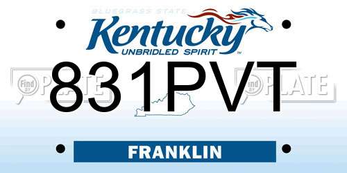 831PVT Kentucky License Plate