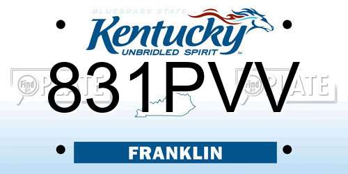 831PVV Kentucky License Plate