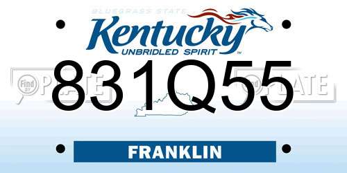831Q55 Kentucky License Plate