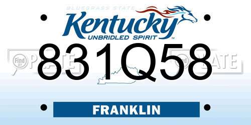 831Q58 Kentucky License Plate