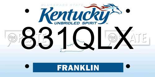 831QLX Kentucky License Plate