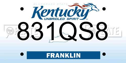 831QS8 Kentucky License Plate