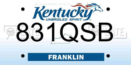 831QSB Kentucky License Plate