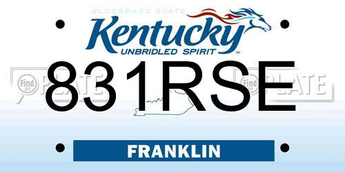 831RSE Kentucky License Plate