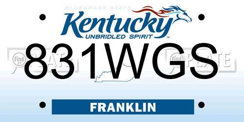 831WGS Kentucky License Plate