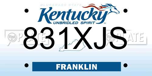 831XJS Kentucky License Plate