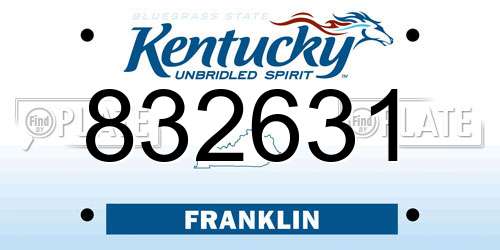 832631 Kentucky License Plate