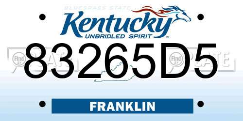 83265D5 Kentucky License Plate