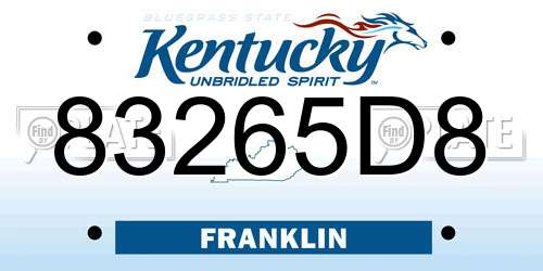 83265D8 Kentucky License Plate