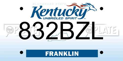 832BZL Kentucky License Plate