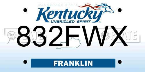 832FWX Kentucky License Plate