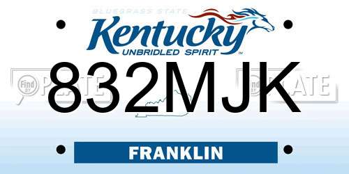 832MJK Kentucky License Plate